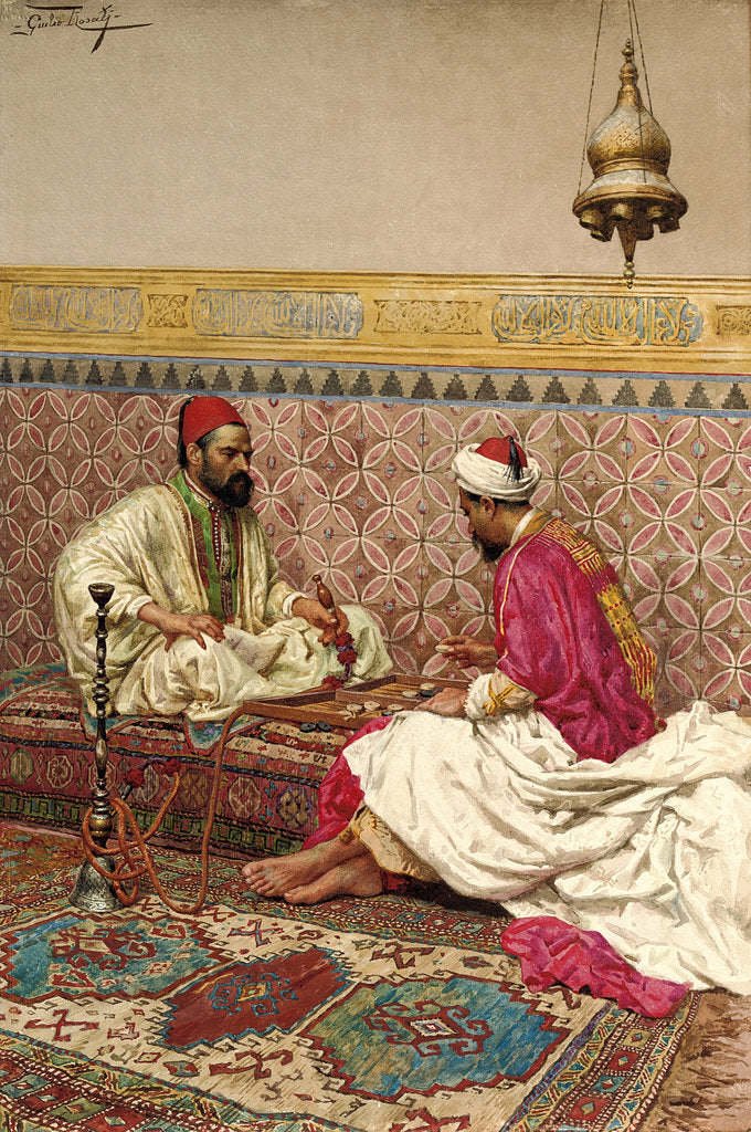 Detail of The backgammon players by Giulio Rosati