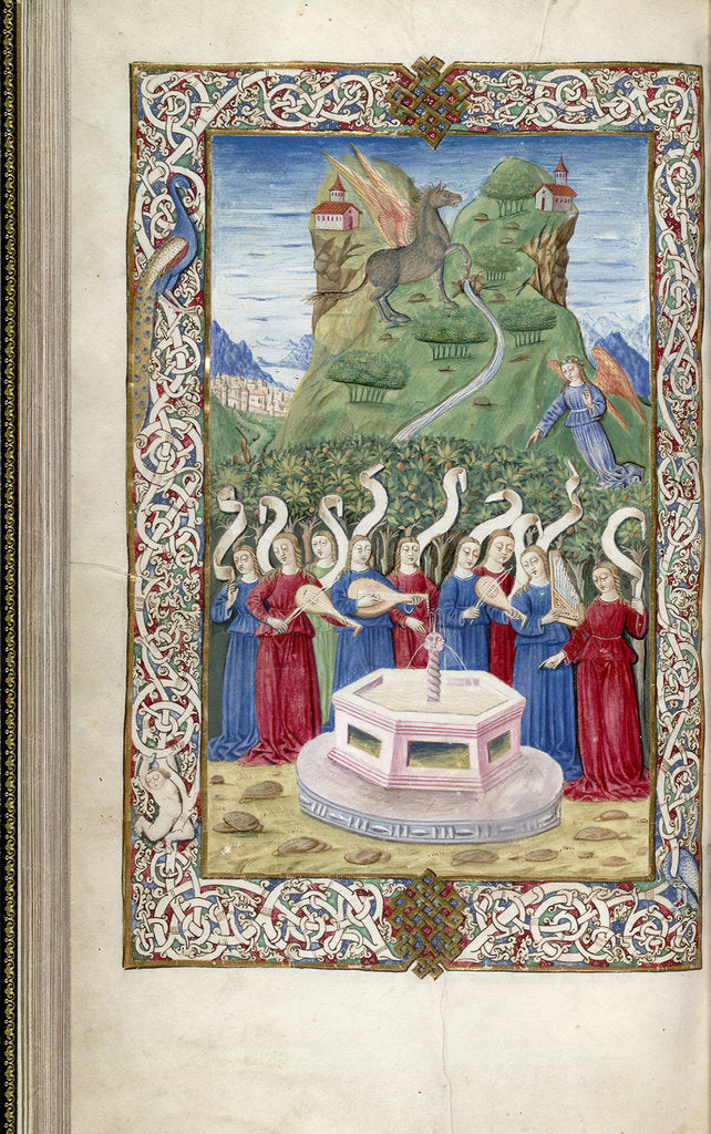 Detail of The nine Muses with Pegasus and Mount Helicon (From Argumentum by Guarinus Veronensis), 1485-1499 by Anonymous
