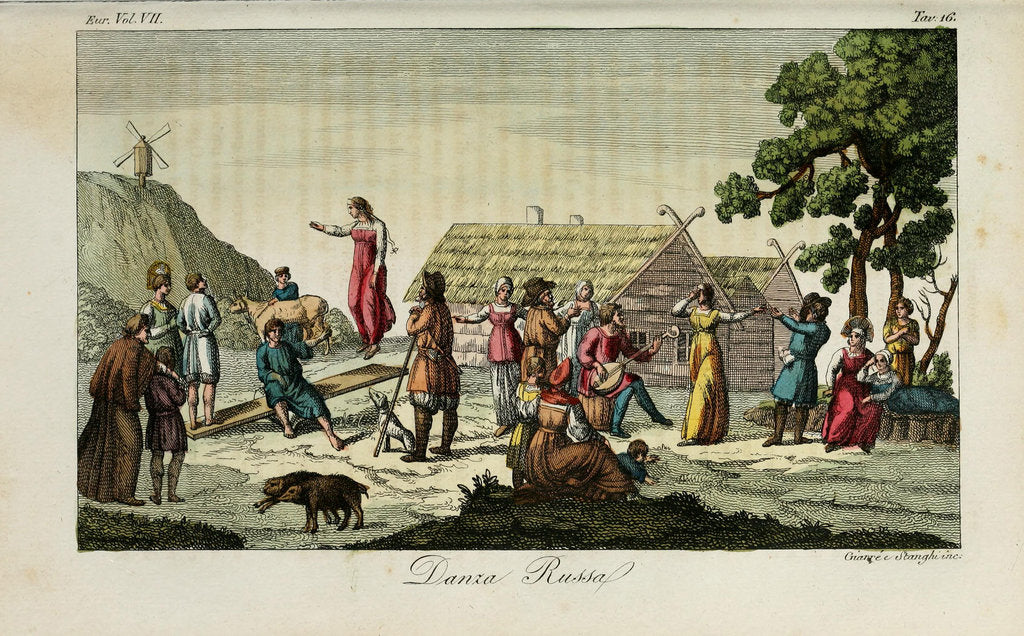 Detail of Russian dance. Illustration from Il costume antico e moderno o storia del governo? by Giulio Ferrario, 1831 by Luigi Giarrè