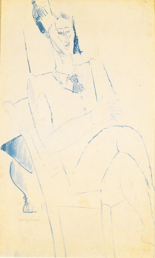 Detail of Portrait of Jean Cocteau, c. 1916 by Amedeo Modigliani