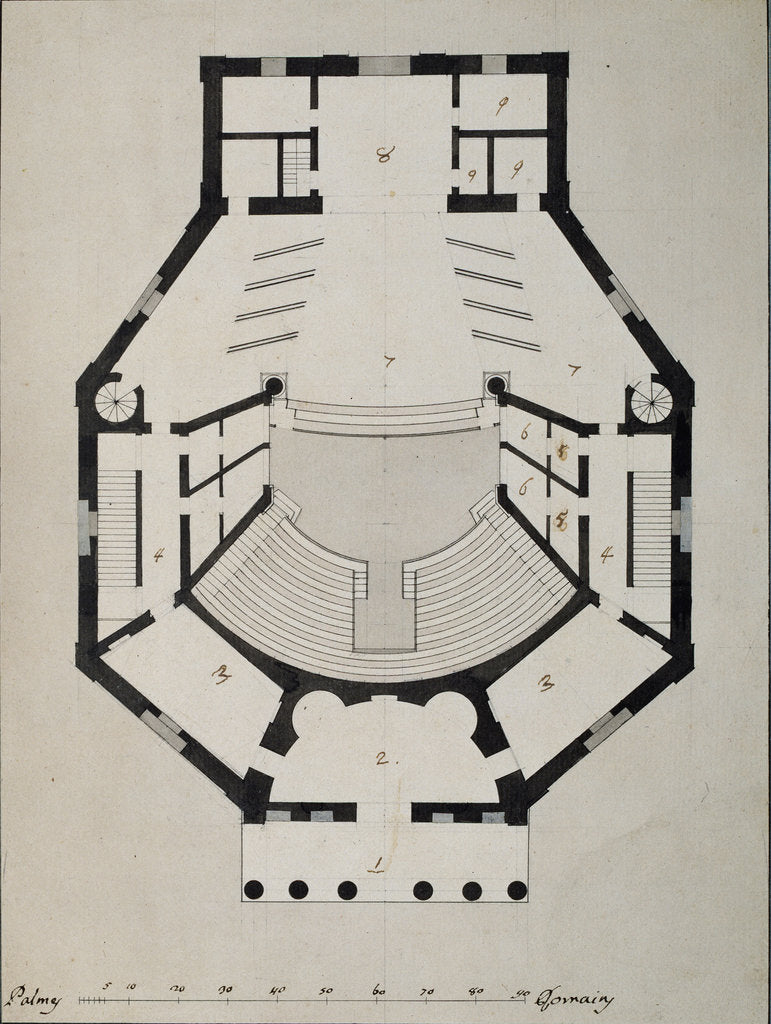 Detail of Downstairs Floor Plan by Giacomo Antonio Domenico Quarenghi