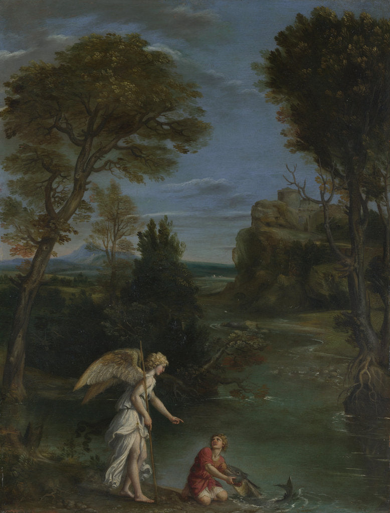 Detail of Landscape with Tobias laying hold of the Fish, c. 1612 by Domenichino