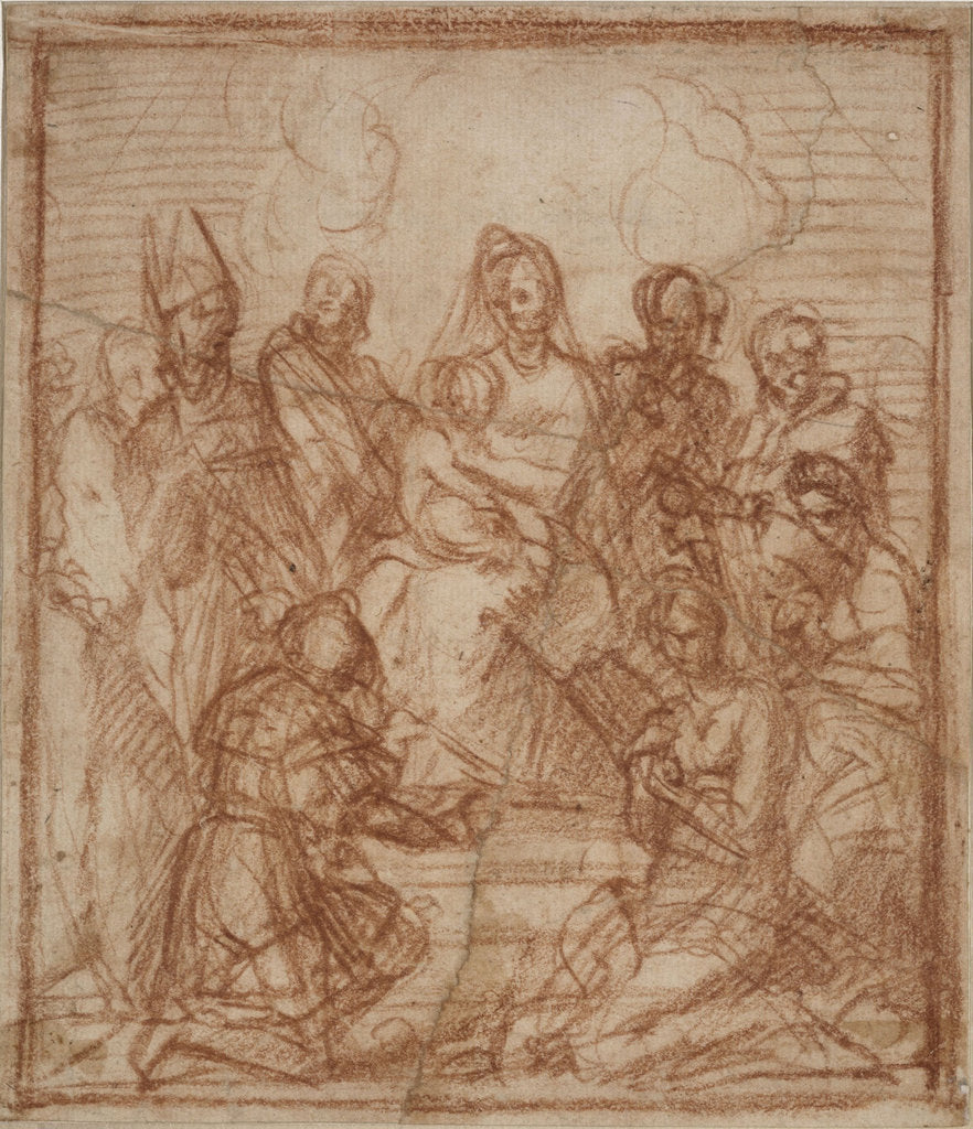 Detail of Enthroned Madonna with Child and eight saints (Composition study), 1528 by Andrea del Sarto