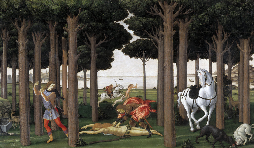 Detail of The Story of Nastagio degli Onesti (Second episode) by Sandro Botticelli