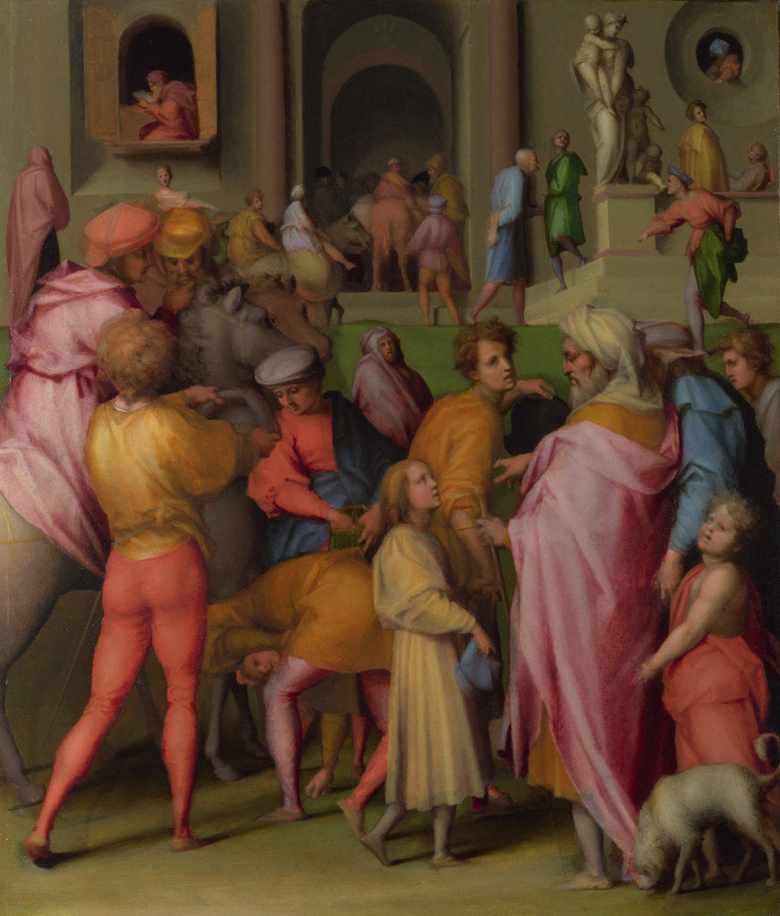 Detail of Joseph sold to Potiphar (from Scenes from the Story of Joseph), ca 1515 by Pontormo
