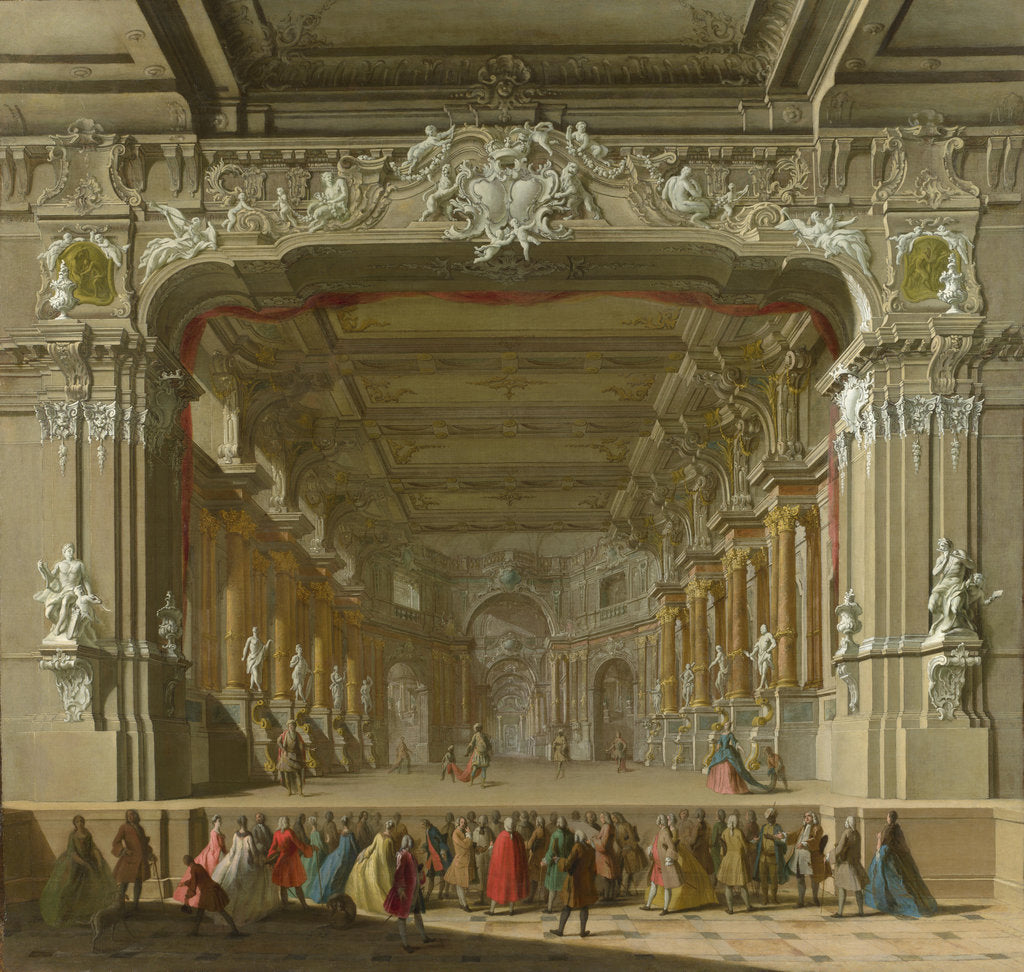 Detail of The Interior of a Theatre, Early 18th cen by Italian master