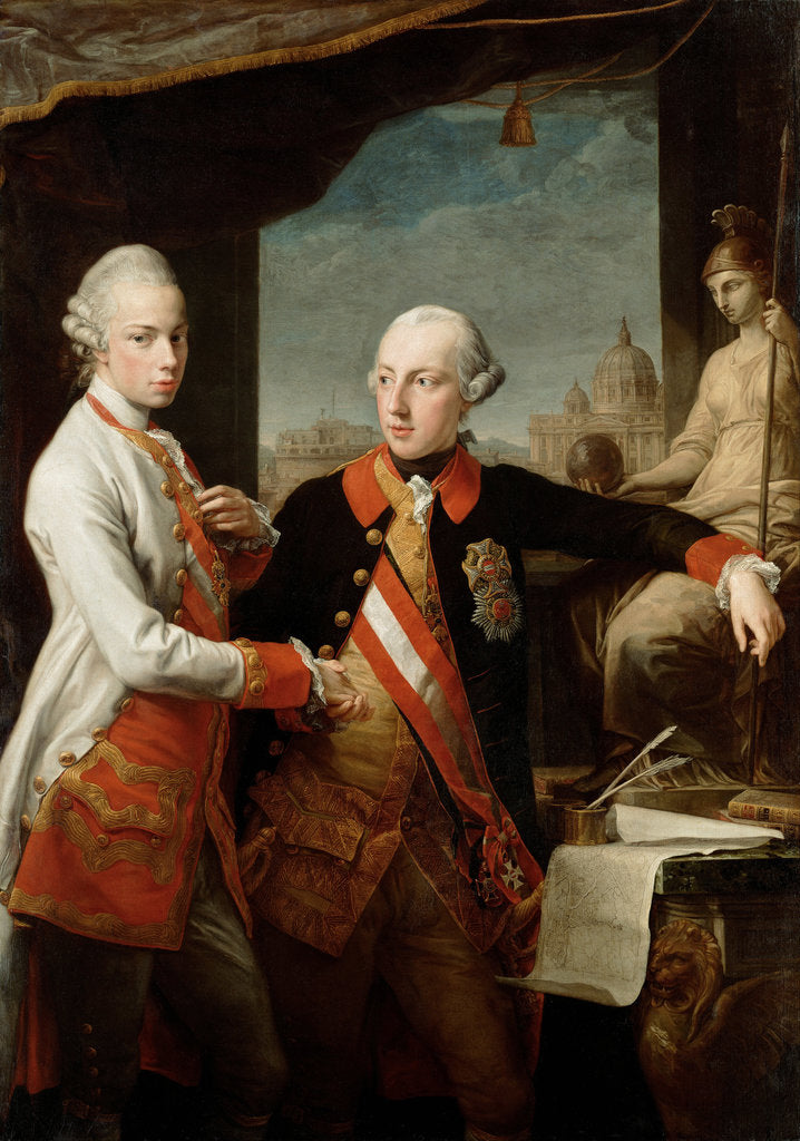 Detail of Emperor Joseph II with Grand Duke Pietro Leopoldo of Tuscany, 1769 by Pompeo Girolamo Batoni