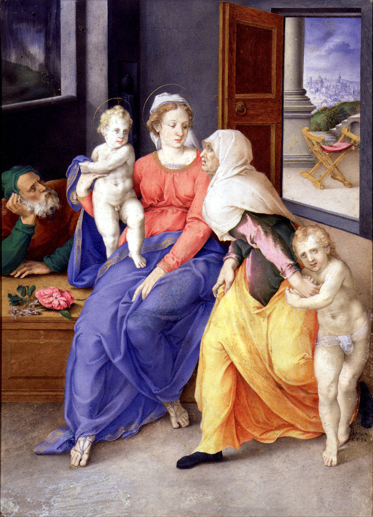 Detail of The Holy Family with John the Baptist as a Boy and Saint Elizabeth, 1556-1557 by Giulio Clovio