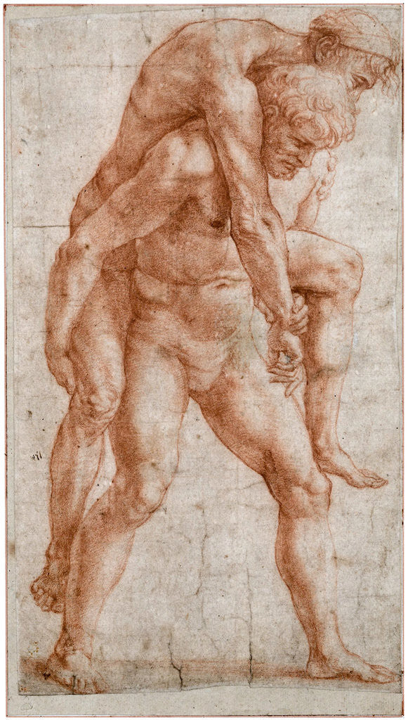 Detail of Young Man Carrying an Old Man on His Back (Aeneas and Anchises) by Raphael