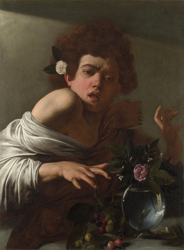 Detail of Boy bitten by a Lizard, ca 1595 by Michelangelo Caravaggio