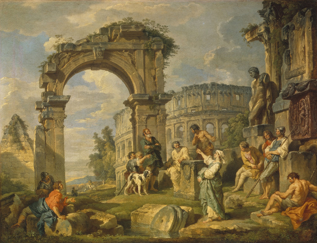 Detail of Cumaean Sibyl prophesied the Birth of Christ, 1743 by Giovanni Paolo Panini