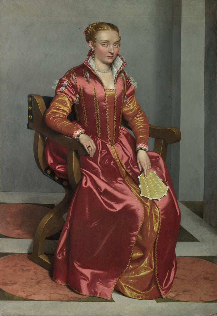 Detail of Portrait of a Lady (La Dama in Rosso), c. 1560 by Giovan Battista Moroni