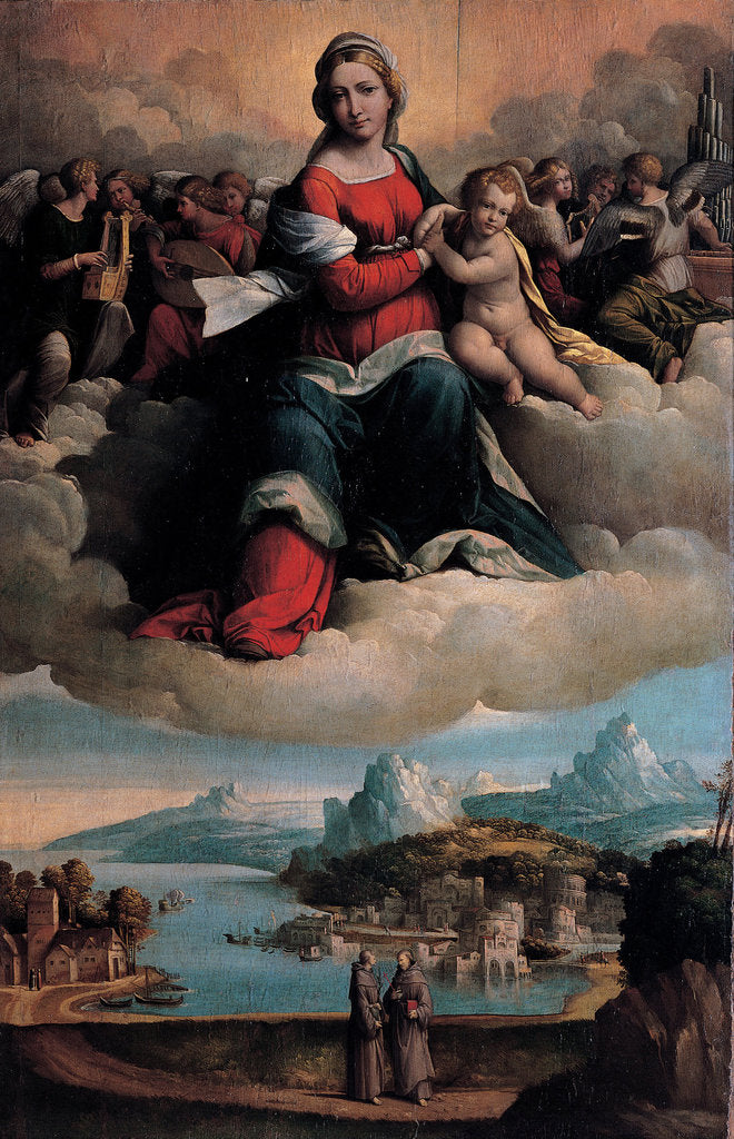 Detail of Madonna and Child in glory with the saints Anthony of Padua and Francis, 1530 by Benvenuto Tisi da Garofalo