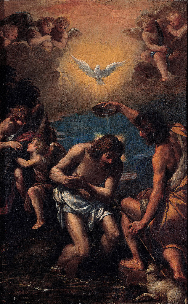 Detail of The Baptism of Christ, 1585-1590 by Ippolito Scarsellino