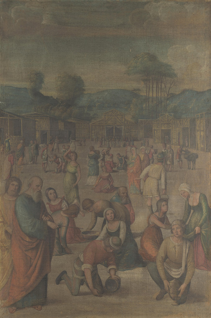 Detail of The Israelites gathering Manna by Lorenzo Costa