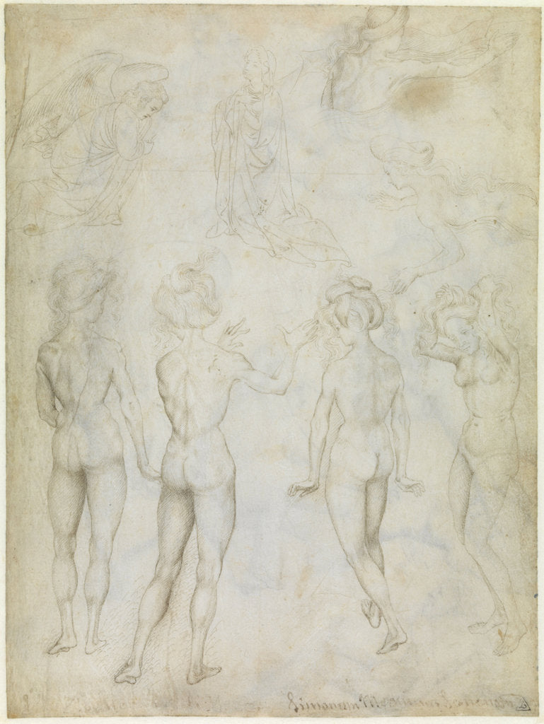 Detail of Four Studies of a Female Nude, an Annunciation and Two Studies of a Woman Swimming, c.1425 by Antonio Pisanello