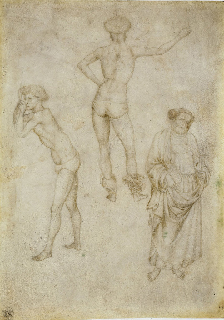 Detail of Two male figure studies and Saint Peter, 1430-1435 by Antonio Pisanello