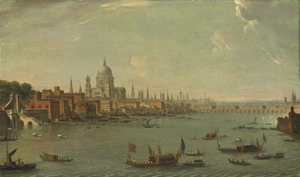 Detail of Four views of London: The Thames looking towards St. Pauls by Antonio Joli
