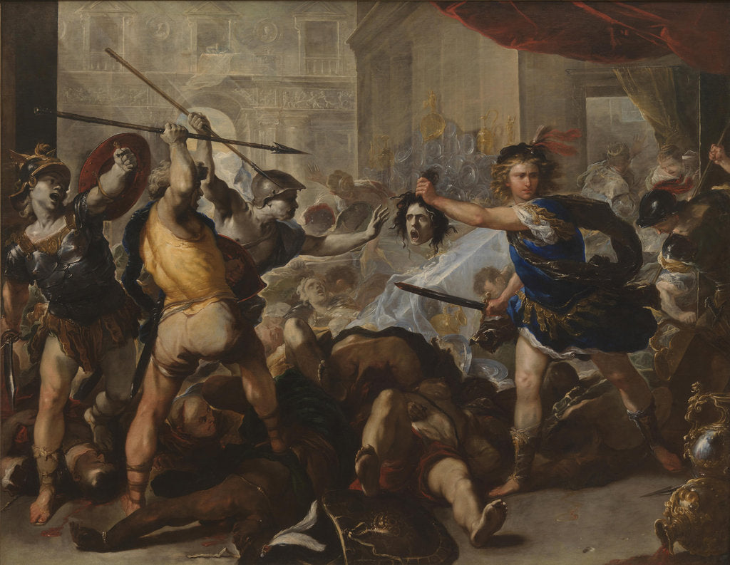Detail of Perseus turning Phineas and his Followers to Stone, Early 1680s by Luca Giordano