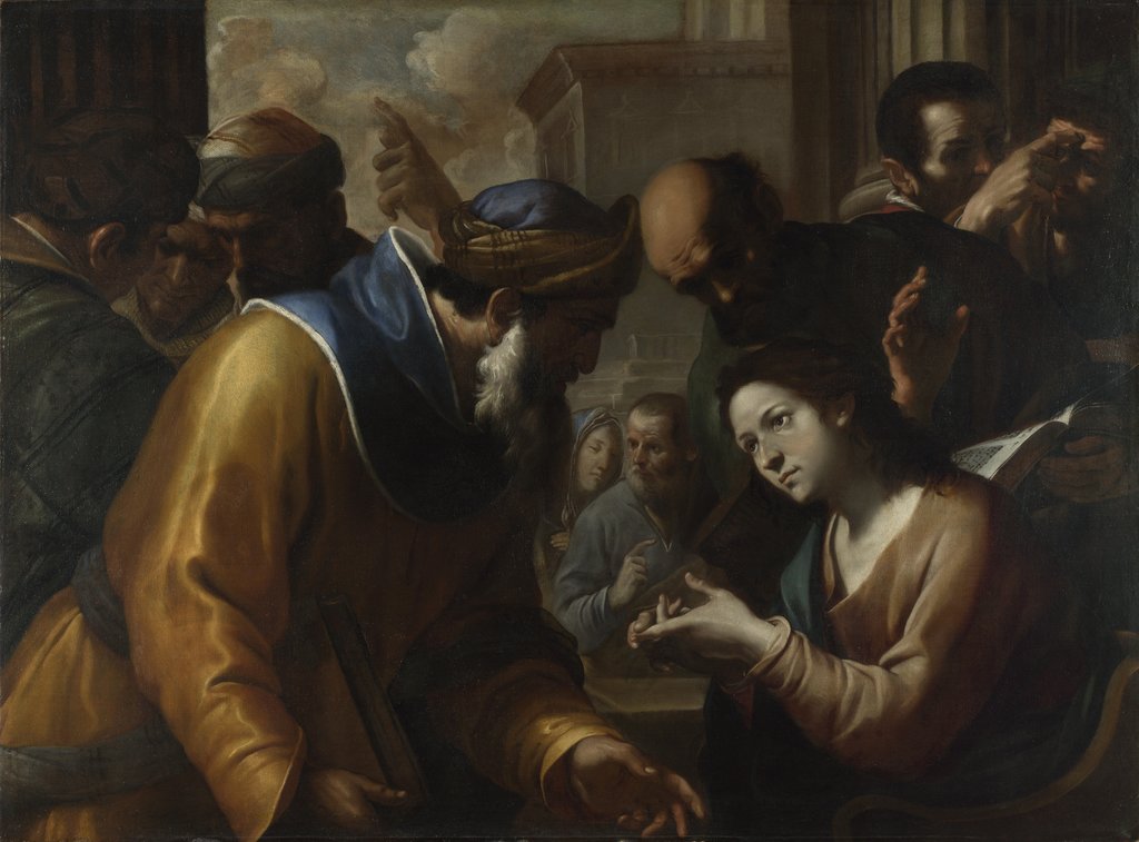Detail of Christ disputing with the Doctors, 1660s by Gregorio Preti