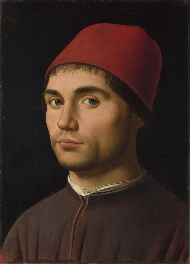 Detail of Portrait of a man, ca 1475 by Antonello da Messina