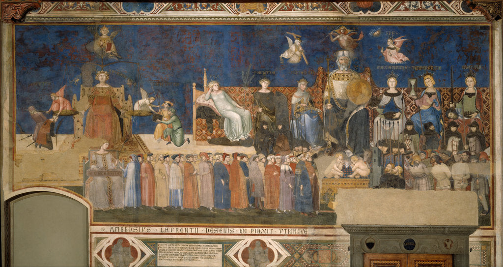 Detail of Allegory of Good Government (Cycle of frescoes The Allegory of the Good and Bad Government), 1338-1339 by Ambrogio Lorenzetti