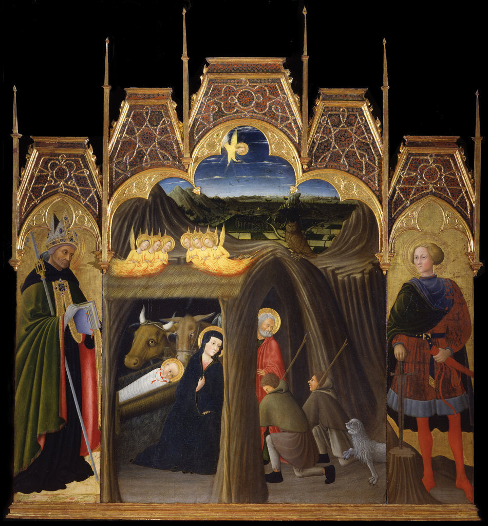 Detail of The Adoration of the Shepherds between Saints Augustine and Galgano, 1440-1449 by Pietro di Giovanni d'Ambrogio