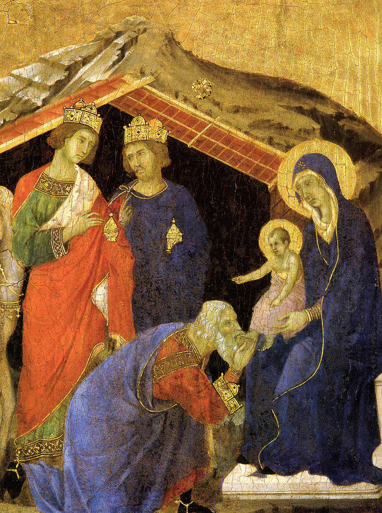 Detail of The Adoration of the Magi. Detail of the Maesta Altarpiece, ca 1308-1311 by Duccio di Buoninsegna