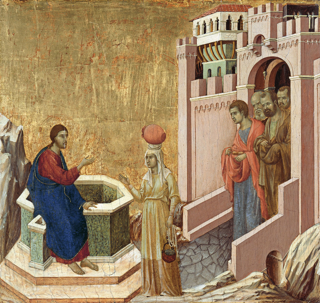 Detail of Christ and the Samaritan Woman, ca 1310 by Duccio di Buoninsegna