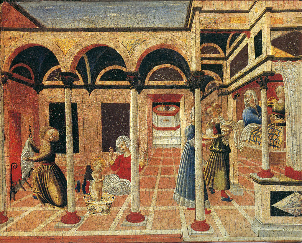 Detail of Birth of Saint Nicolas of Bari, 1430s by Pietro di Giovanni d'Ambrogio