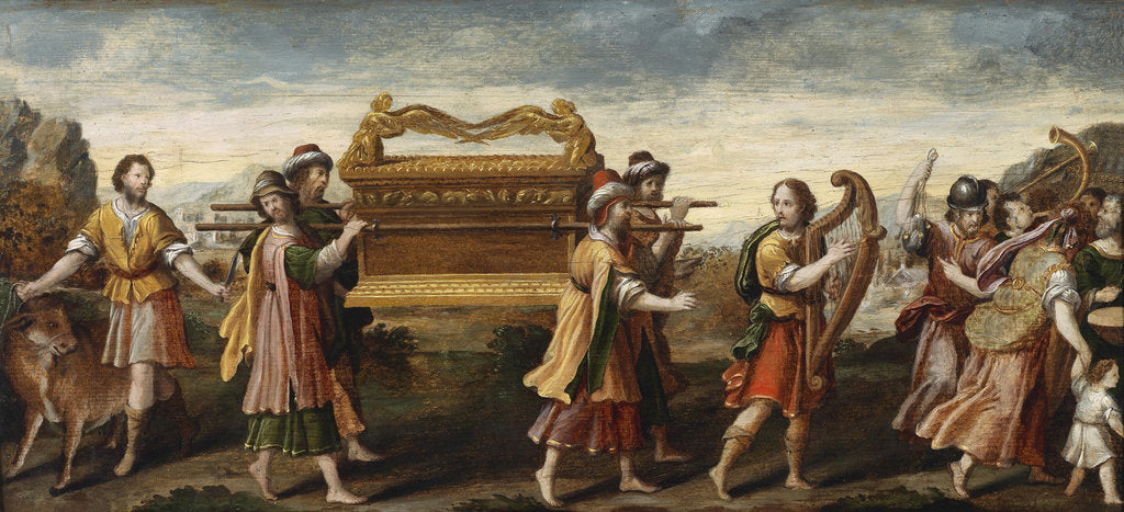 Detail of King David bearing the Ark of the Covenant into Jerusalem, Early16th cen by Italian master