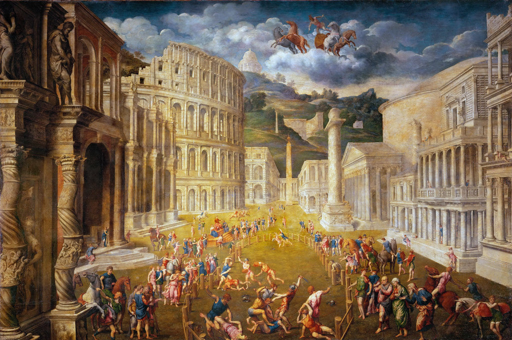 Detail of Fighting gladiators, c. 1560 by Paris Bordone