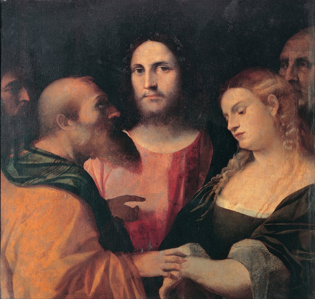 Detail of Christ and the Woman Taken in Adultery, 1525-1528 by Jacopo Palma il Vecchio the Elder
