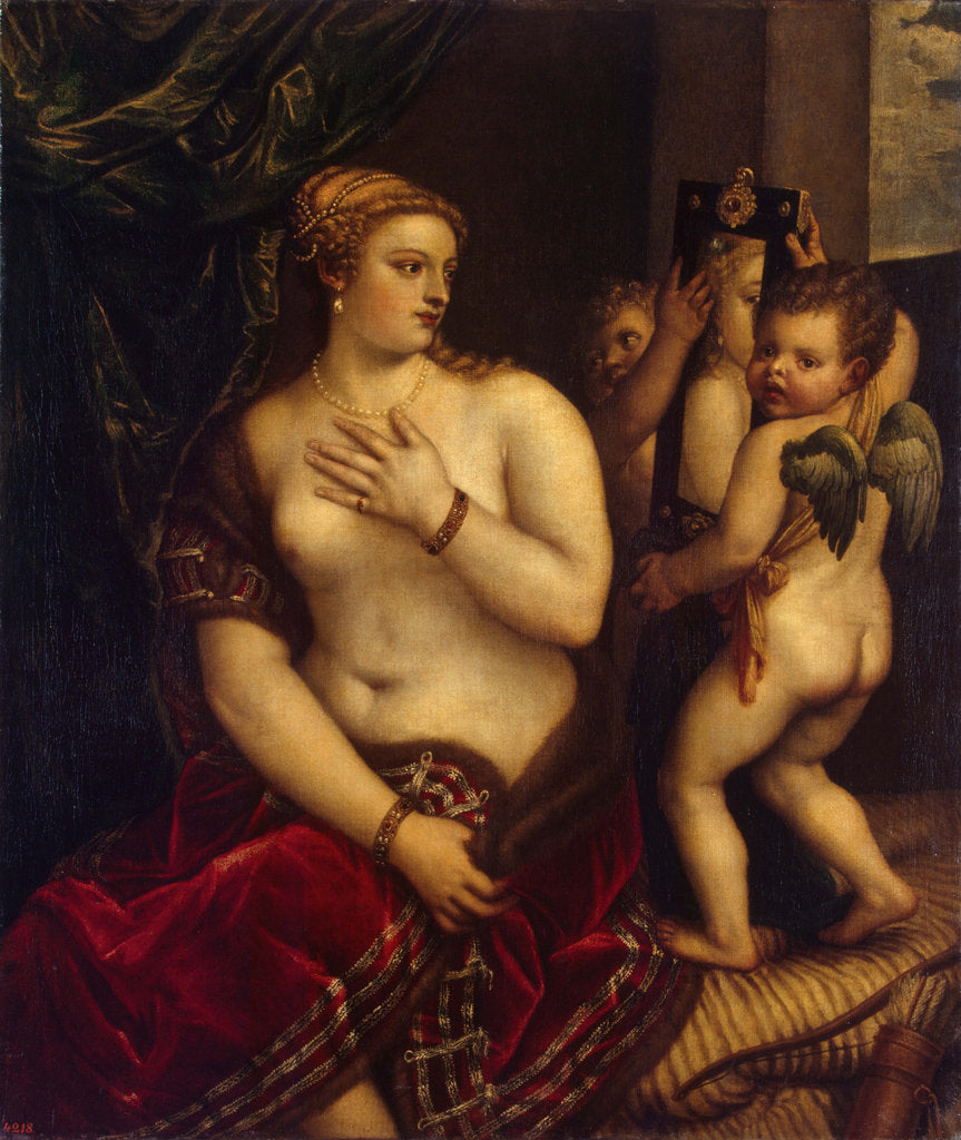 Detail of Venus with a Mirror, 1560 by Titian