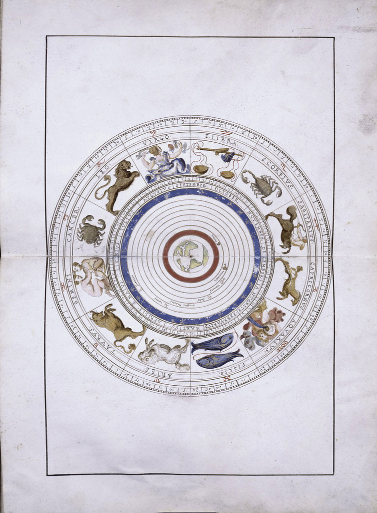 Detail of Zodiac as spheres with the earth in the center by Battista Agnese