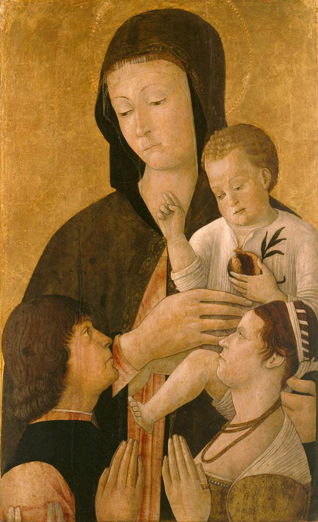 Detail of Madonna with child and two donors, 1460 by Gentile Bellini