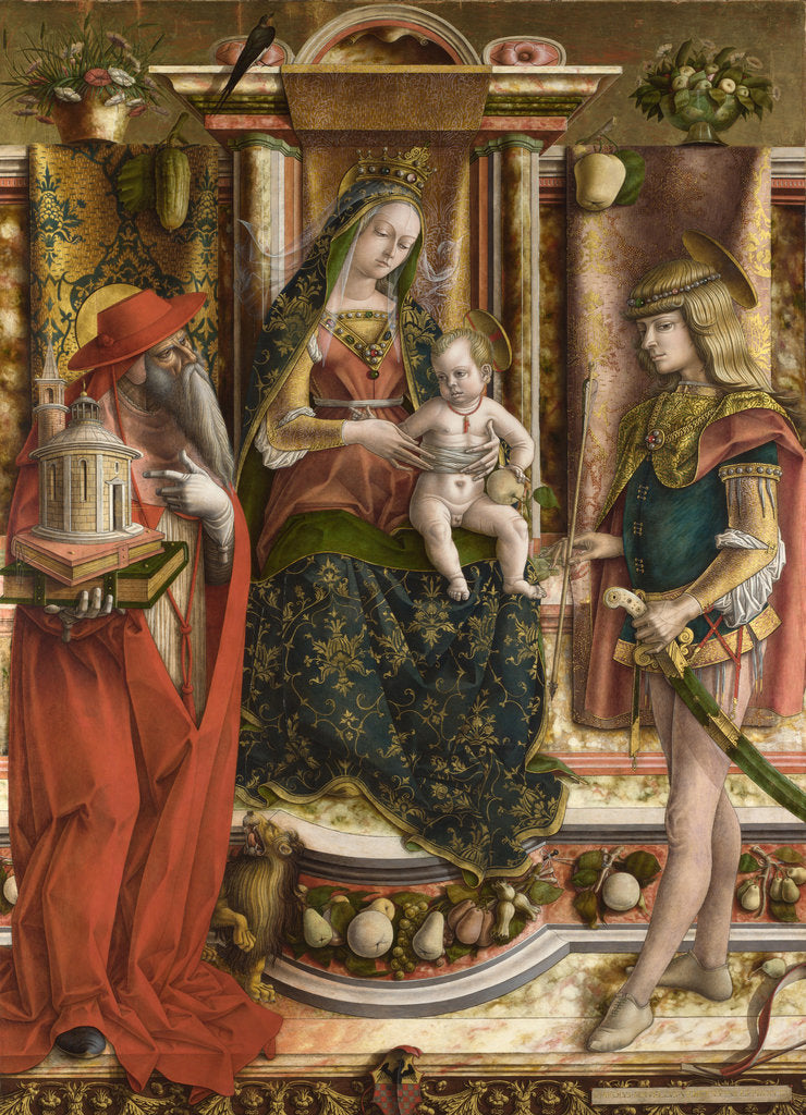 Detail of La Madonna della Rondine (The Madonna of the Swallow), after 1490 by Carlo Crivelli
