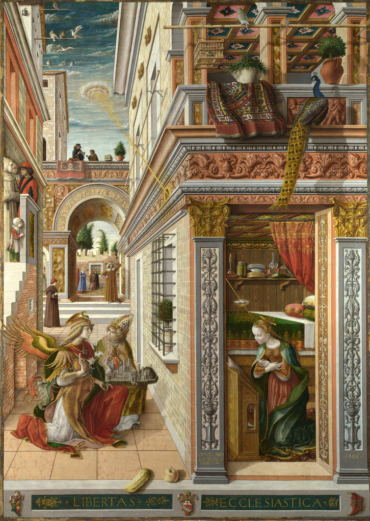 Detail of The Annunciation, with Saint Emidius, 1486 by Carlo Crivelli