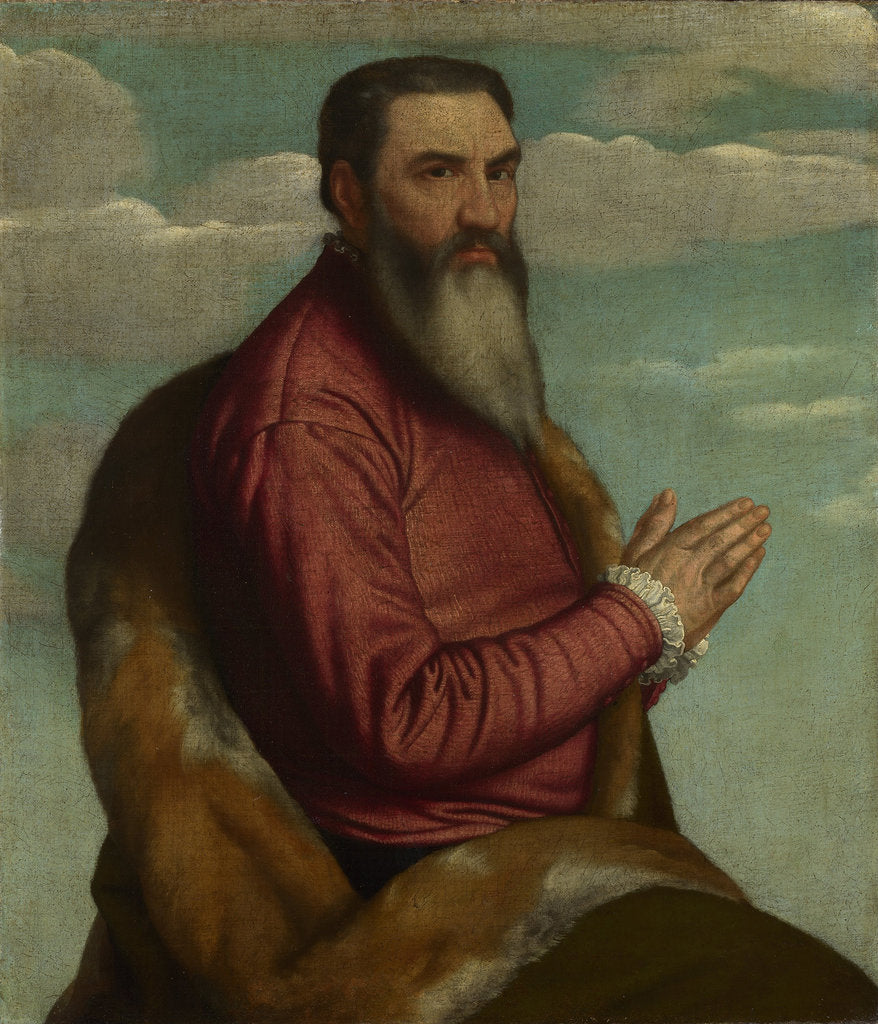 Detail of Praying Man with a Long Beard, ca 1545 by Moretto da Brescia