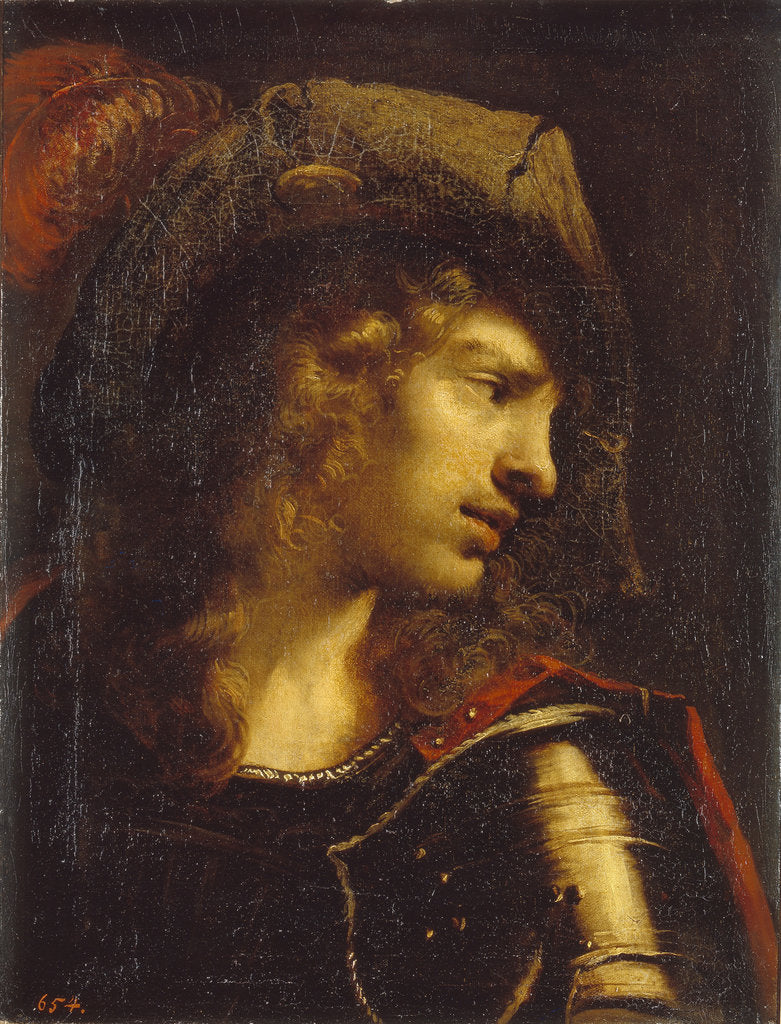 Detail of Head of the young warrior by Pietro della Vecchia