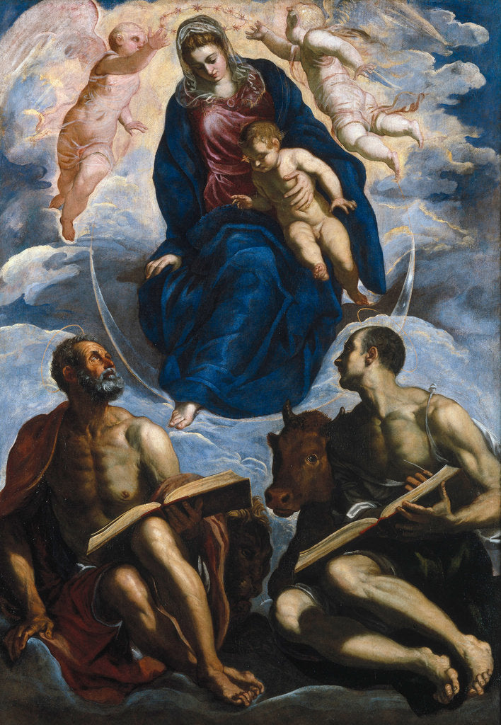 Detail of Mary with the Child, Venerated by Saint Mark and Saint Luke, before 1570 by Jacopo Tintoretto