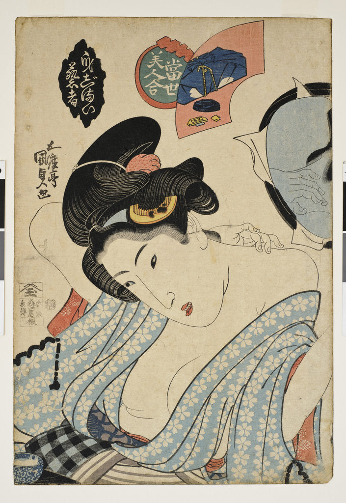 Detail of Coming Out Preparation. (Competition of beautiful women), c. 1830 by Utagawa Kunisada