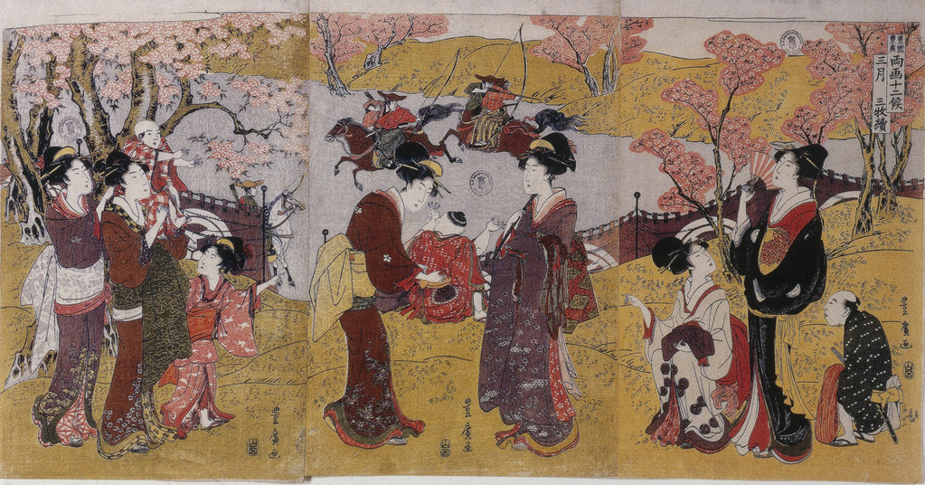 Detail of The Third Month, Triptych by Utagawa Toyohiro