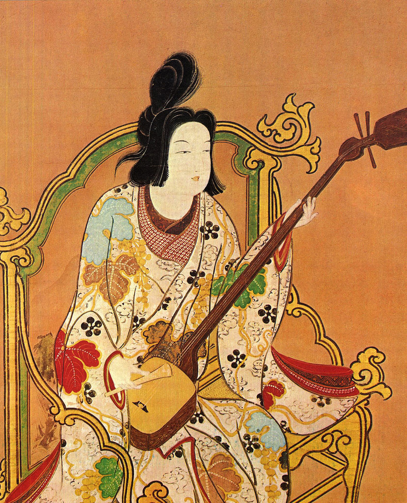Detail of A Girl Playing a Shamisen, Second Half of the 17th cen by Anonymous