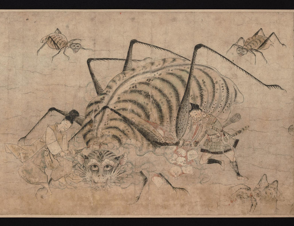 Yorimitsu killing Tsuchigumo (Detail of the scroll Tsuchigumo no Soshi Emaki), 13th century by Anonymous