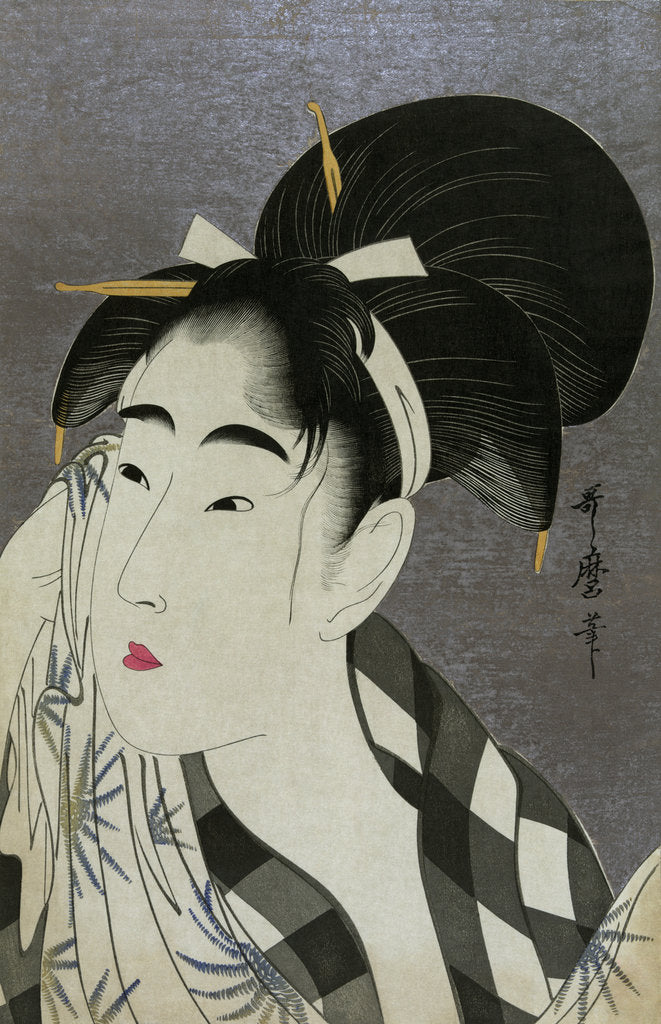 Detail of Woman wiping sweat, 1798 by Kitagawa Utamaro