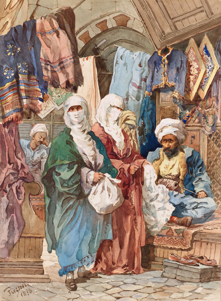 Detail of The Silk Bazaar by Amedeo Preziosi