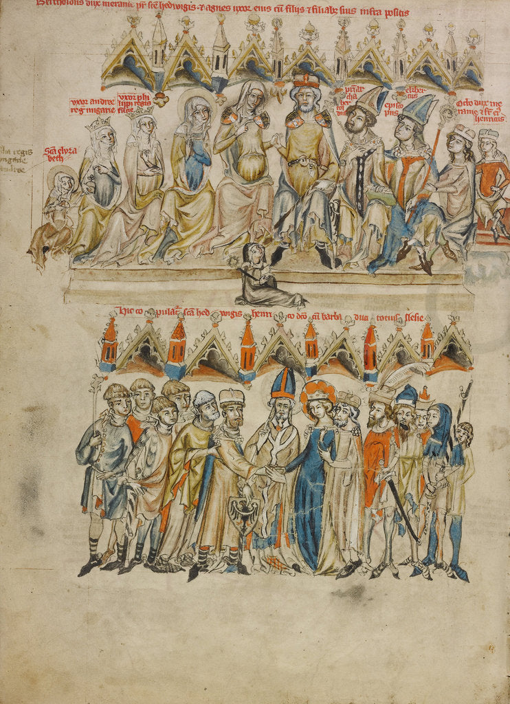 Family of Berthold IV of Merania. The Marriage of Hedwig and Heinrich, 1353 by Court workshop of Duke Ludwig I of Liegnitz