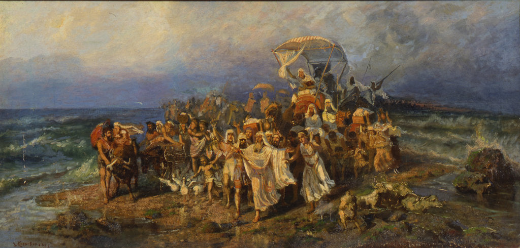 Detail of The Israelites crossing of the Red Sea, Second Half of the 19th cen by Vasilii Alexandrovich Kotarbinsky