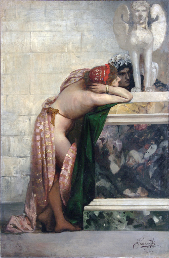 Detail of Two Figures by a Statue of Sphinx, 1870s by Henryk Siemiradzki